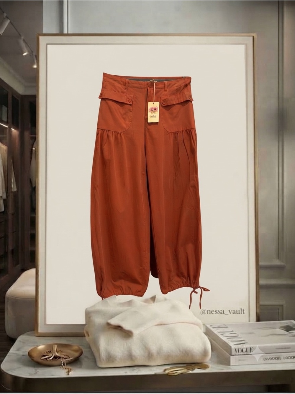Entro Rust Terracotta balloon parachute pant